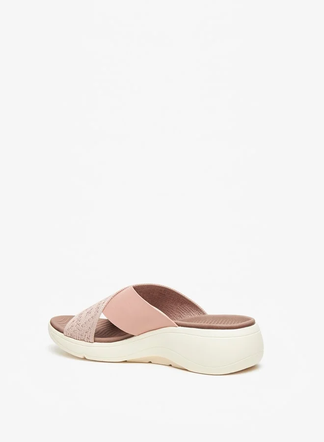 Le Confort Women's Textured Slip-On Cross Strap Slide Sandals