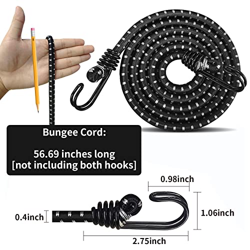 Hlogree 2PCS Car Cover Gust Straps Wind Protector,Bungee Cords Hook Clips Kit Hold Tarp Tie Down from Blowing Off in High Winds-Universal Fit for Most Cars,Sedans,SUVs,Trucks,Vans and More-Black - Image 2