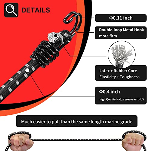 Hlogree 2PCS Car Cover Gust Straps Wind Protector,Bungee Cords Hook Clips Kit Hold Tarp Tie Down from Blowing Off in High Winds-Universal Fit for Most Cars,Sedans,SUVs,Trucks,Vans and More-Black - Image 3