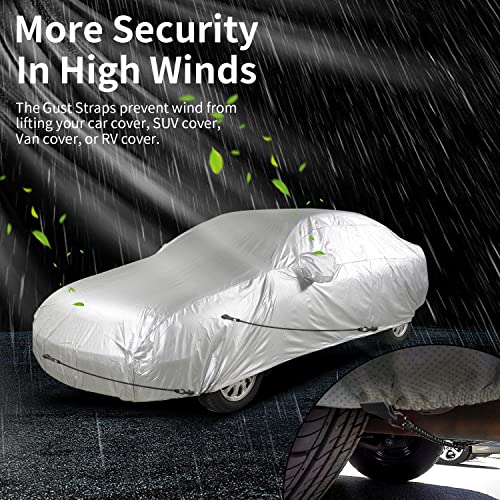 Hlogree 2PCS Car Cover Gust Straps Wind Protector,Bungee Cords Hook Clips Kit Hold Tarp Tie Down from Blowing Off in High Winds-Universal Fit for Most Cars,Sedans,SUVs,Trucks,Vans and More-Black - Image 4