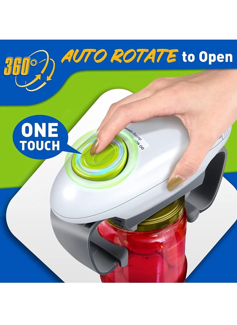 Generic - Convenient One Touch Electric Can Opener, Kitchen Hands-Free Glass Jar Automatic Bottle Opener for Easy Opening of Various Cans and Bottles (White) - Image 1