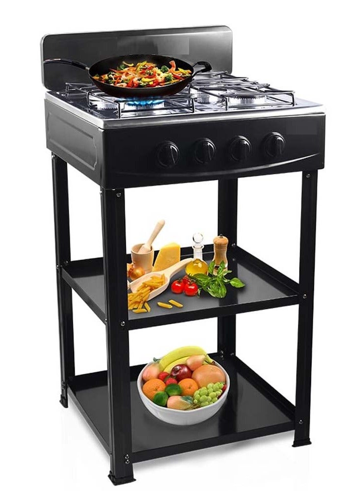 Generic 4-in-1 Gas Stove: 3 Burner + Hot Plate with Stand – Durable & Efficient Cooking Solution  - Image 1