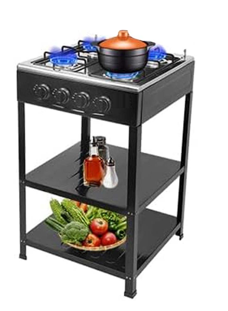 Generic 4-in-1 Gas Stove: 3 Burner + Hot Plate with Stand – Durable & Efficient Cooking Solution  - Image 2