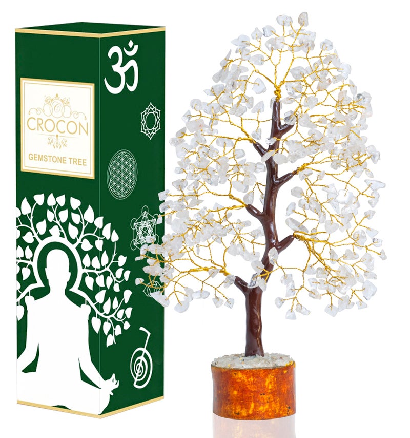 Crocon Clear Quartz Crystal Tree of Life  Chakra Healing Crystals for Positive Energy Feng Shui Decor  Money Bonsai Tree Meditation Stones  Spiritual Gift 1012 - Image 1
