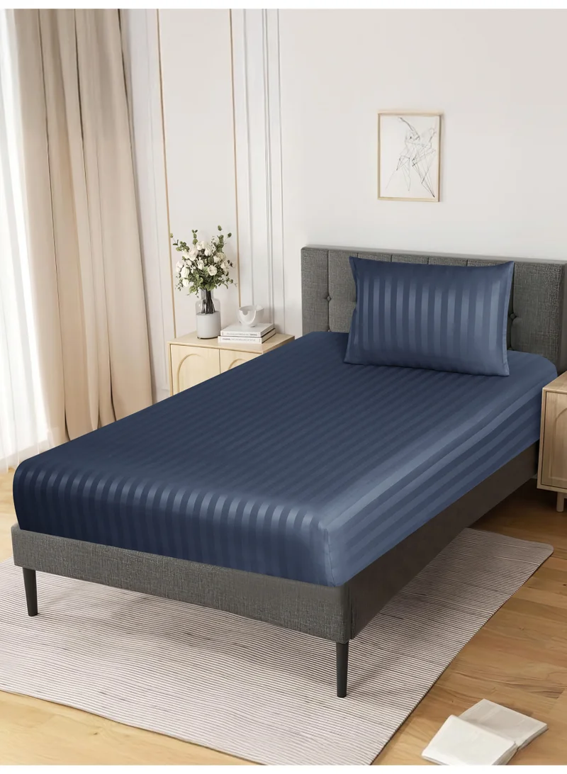 Donetella Premium 2 Piece – 90×200 cm Single Striped Fitted Sheet, and 35 cm Deep Pocket, Secure All-Around Elastic Fit, No Excess Fabric.