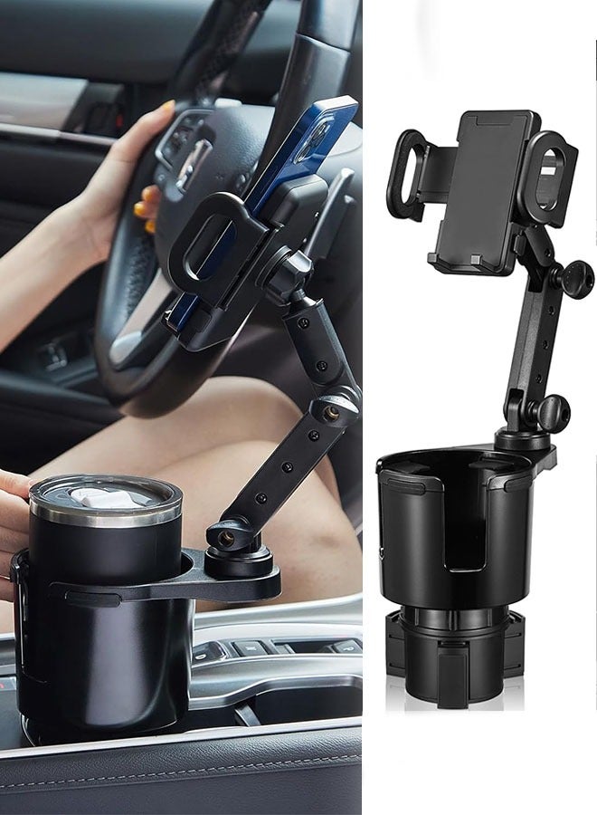 General Cup Holder Phone Mount, 2 in 1 Cup Holder Expander for Car Long Arm with 360°Rotation Cup Holder Cell Phone Holder for Car Compatible with All Smartphones  - Image 1