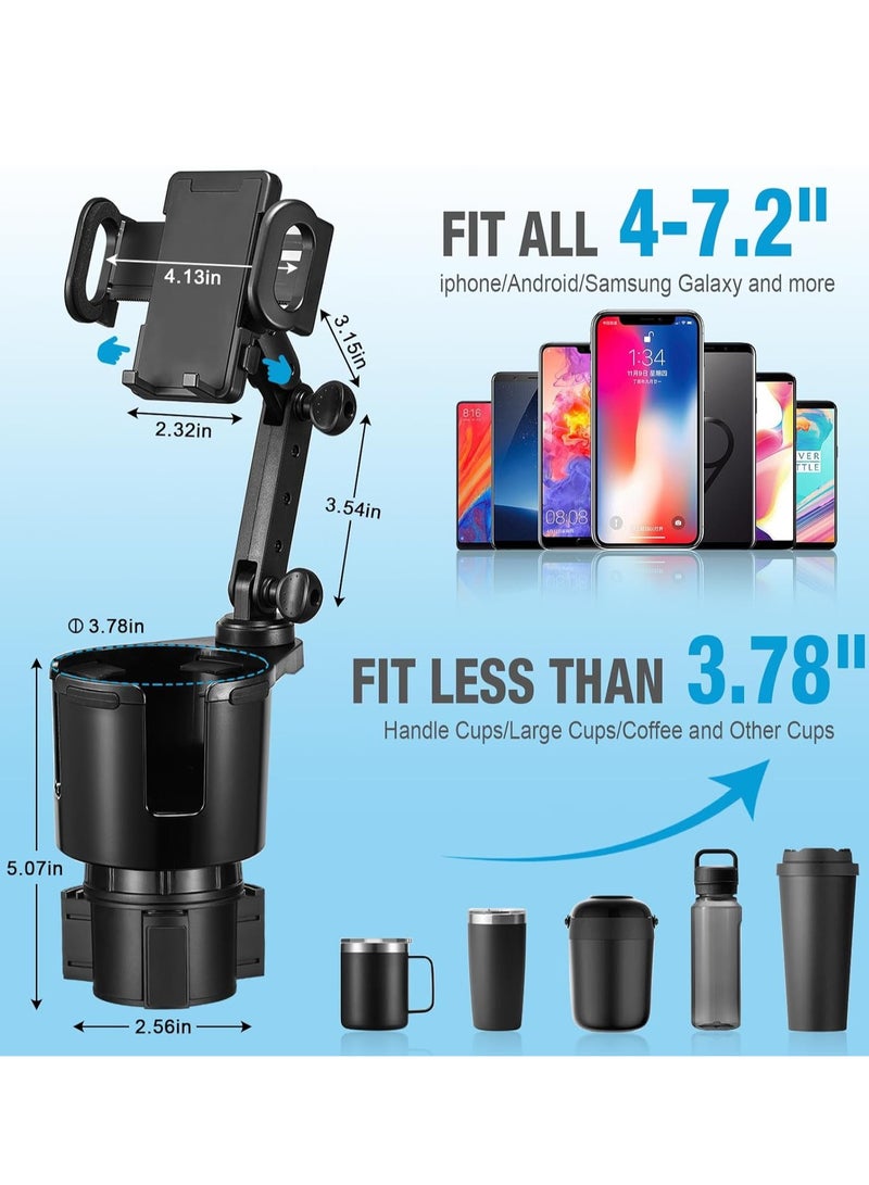 General Cup Holder Phone Mount, 2 in 1 Cup Holder Expander for Car Long Arm with 360°Rotation Cup Holder Cell Phone Holder for Car Compatible with All Smartphones  - Image 3