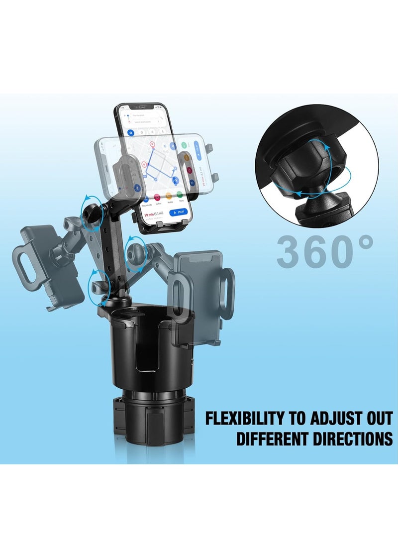General Cup Holder Phone Mount, 2 in 1 Cup Holder Expander for Car Long Arm with 360°Rotation Cup Holder Cell Phone Holder for Car Compatible with All Smartphones  - Image 4