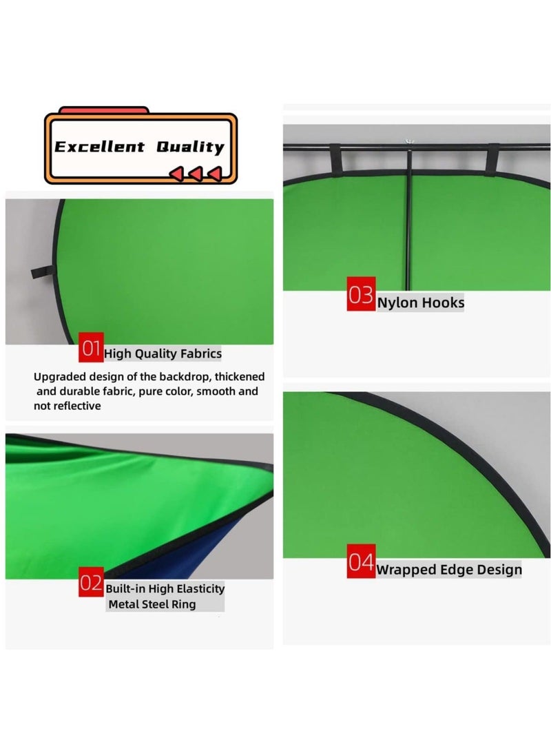 Portable Collapsible Blue Green Screen Background, 1.2mX1.5m Green Screen Backdrop for Photography, Suitable for Streaming Webcam - Image 5