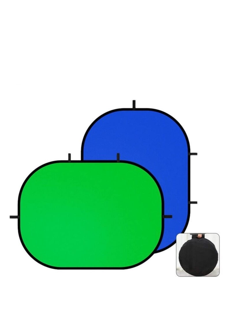 Portable Collapsible Blue Green Screen Background, 1.2mX1.5m Green Screen Backdrop for Photography, Suitable for Streaming Webcam - Image 1