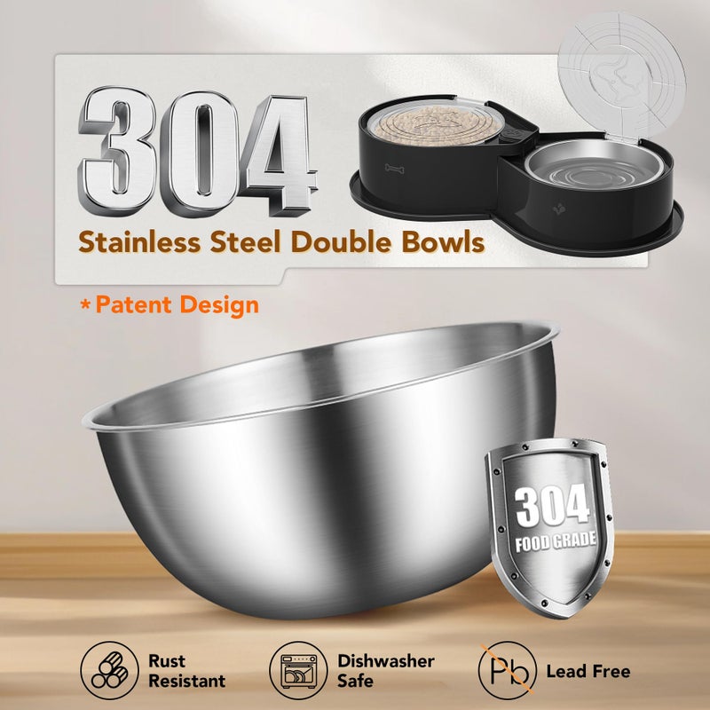 Newget Stainless Steel Dog Bowl Set with Lids, 304 Metal Dual Food & Water Bowls for Dogs & Cats, Foldable Pet Feeder with Cover Keeps Food Fresh, Anti-Skid Dog Dish for Small/Medium/Large Pets - Image 4