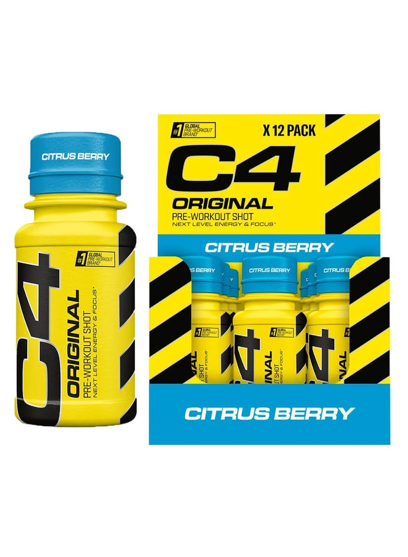 C4 Original Pre-Workout Shot 60ml Citrus Berry Pack of 12 - Image 1