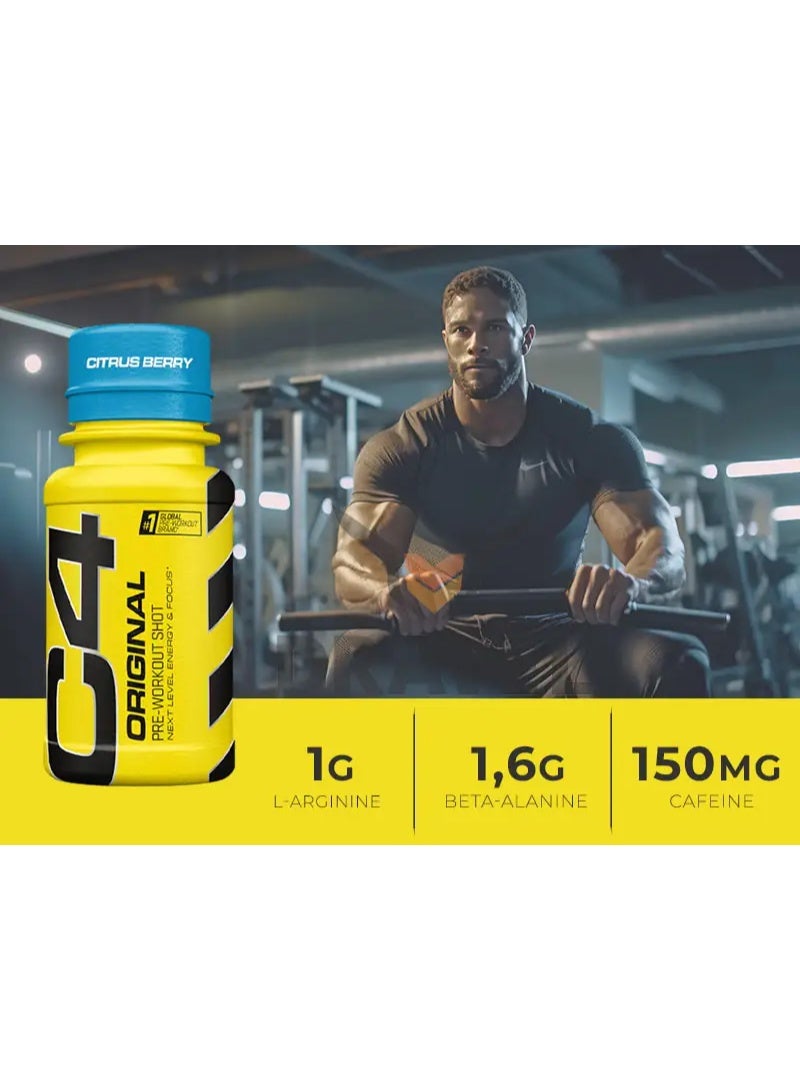 C4 Original Pre-Workout Shot 60ml Citrus Berry Pack of 12 - Image 5