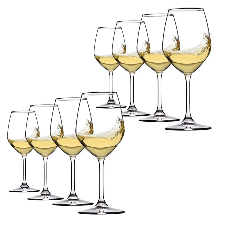 Paksh Novelty LeadFree Glass Shatter Resistant Italian White Wine Glasses 15 Ounce Clear Set of 8 - Image 1