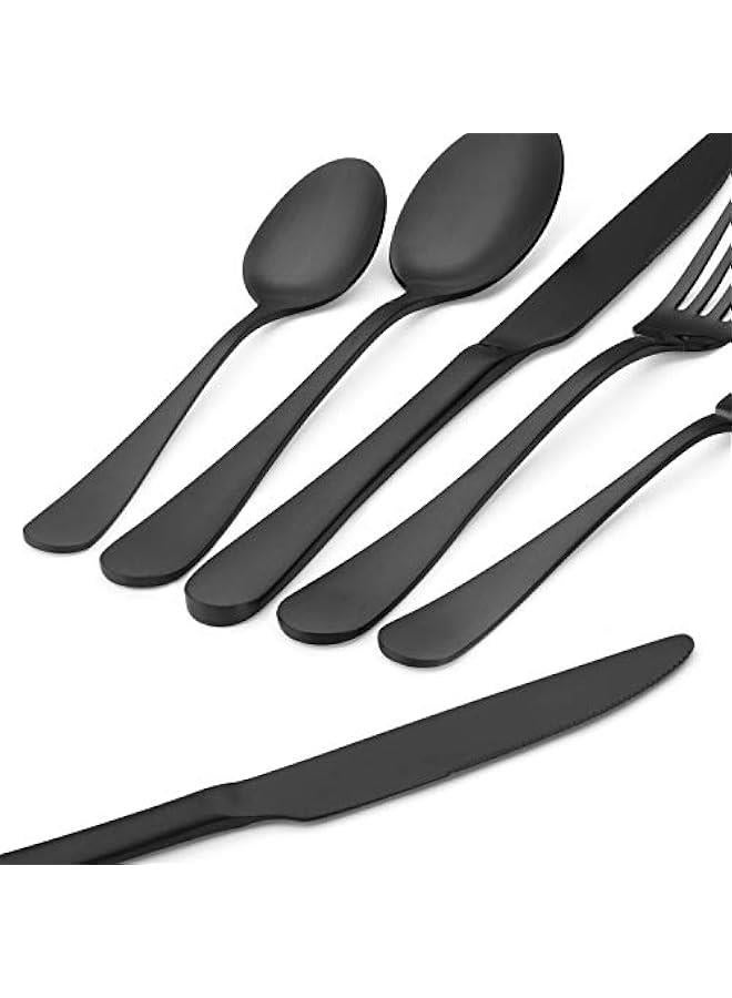 Matte Black Silverware Set, Satin Finish 20-Piece Stainless Steel Flatware Set,Kitchen Utensil Set Service for 4,Tableware Cutlery Set for Home and Restaurant, Dishwasher Safe - Image 4