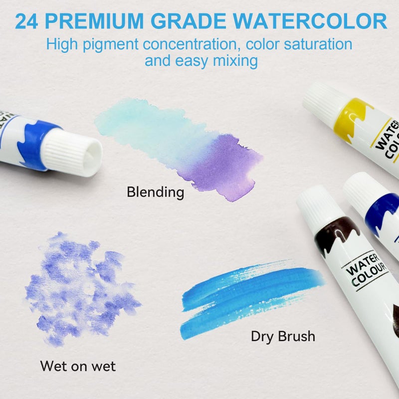 URSOQ Mini Watercolor Paint Set, Travel Paint kit, Pocket Watercolor Set with Paint, Brush, Sketchbook & Copper Clip, Watercolor Travel Kit for Beginners, Artists & Painting Enthusiasts - Image 3