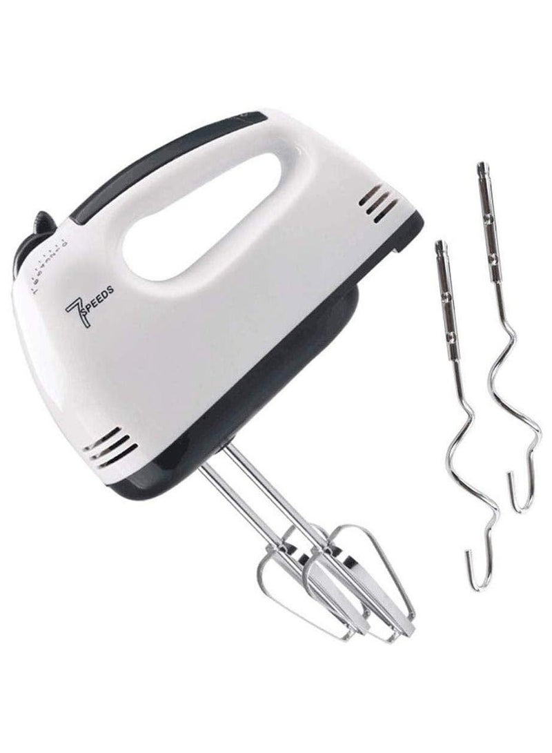 خلاط يدوي كهربائي - مضرب بيض يدوي خفيف الوزن بقوة 180 واط مع 7 إعدادات للسرعة، ومضارب طويلة جدًا، وخطافات للعجين، ومضرب بيض بالوني - مثالي للخبز والخفق والخلط وصنع الكيك - Image 1