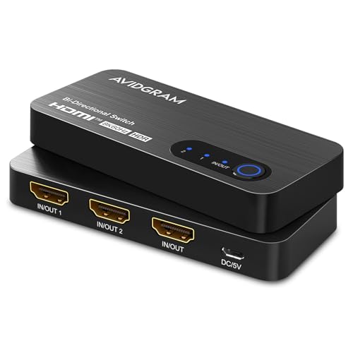 AVIDGRAM HDMI Switch 8k@60hz Splitter, AVIDGRAM Bidirectional HDMI Switcher 2 in 1 Out, Splitter 1 in 2 Out, Support 4K@120hz, Compatible with PS5, XSX, UHD TV, Monitor, Projector (1 Display at a time) - Image 1
