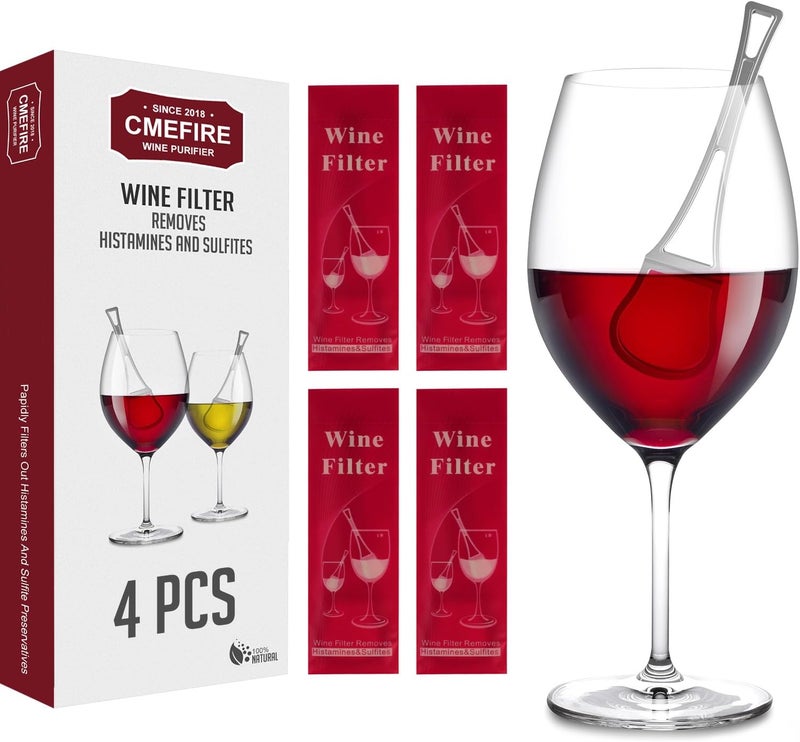 Cmefire Wine Wands Filter - Removes Sulfites & Histamines: May Reduce and Alleviate Wine Allergies & Sensitivities, Purifier to Restore Taste, 4Pack Wine Wand Filters for Wine Lover Accessories & Gifts - Image 1