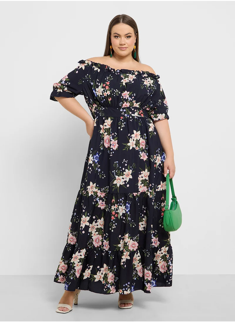 ايلا بلس Floral Print Off Shoulder Dress