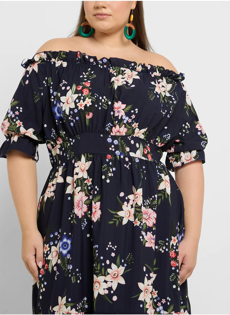 ايلا بلس Floral Print Off Shoulder Dress