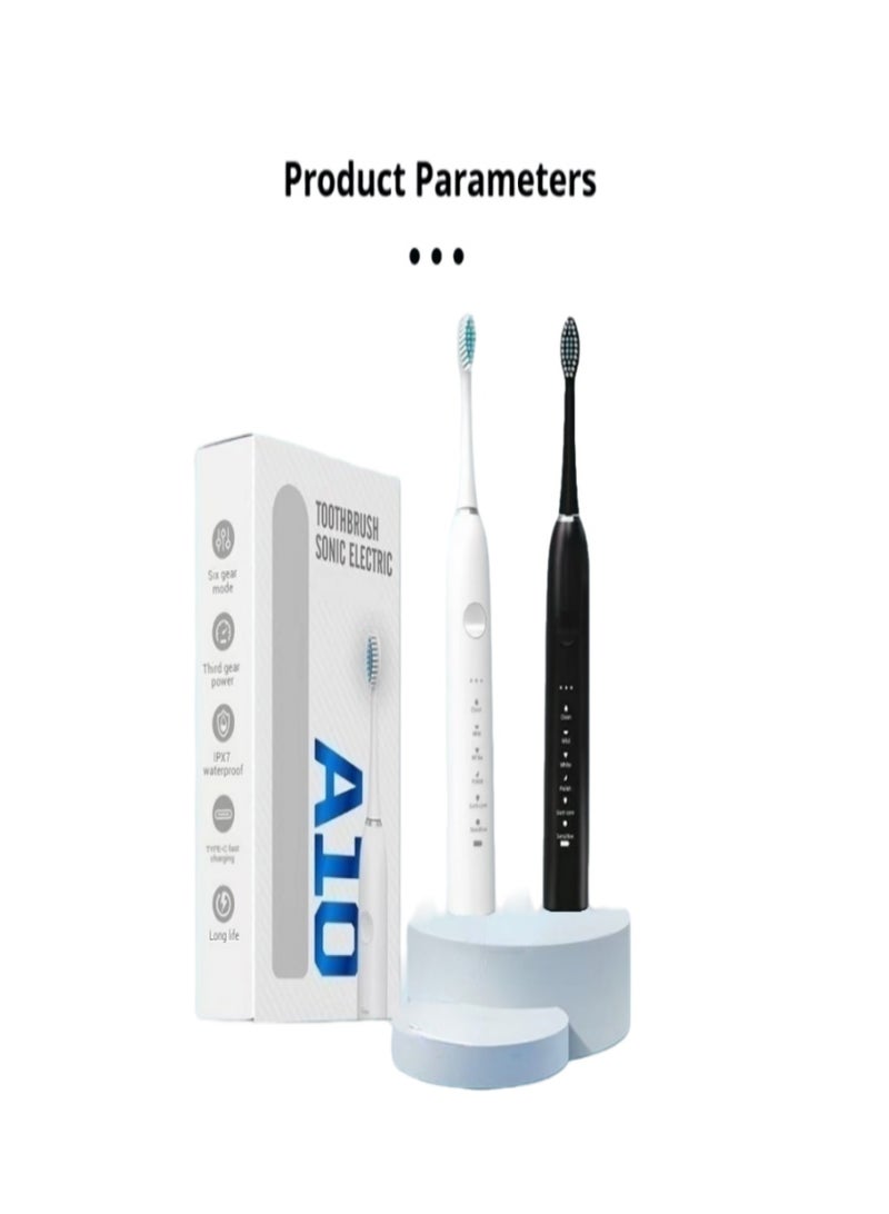 An electric toothbrush- deep cleaning rechargeable electric toothbrush, 4 brush heads and travel case, stand - pressure sensor protects gums - 6 cleaning modes - Image 3