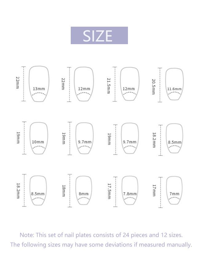 24 Pcs Camellia Butterfly Style Purple Nails Plate,Full Cover Long Fake Nails Glossy False Nails,Acrylic Nails for Women and Girls - Image 5