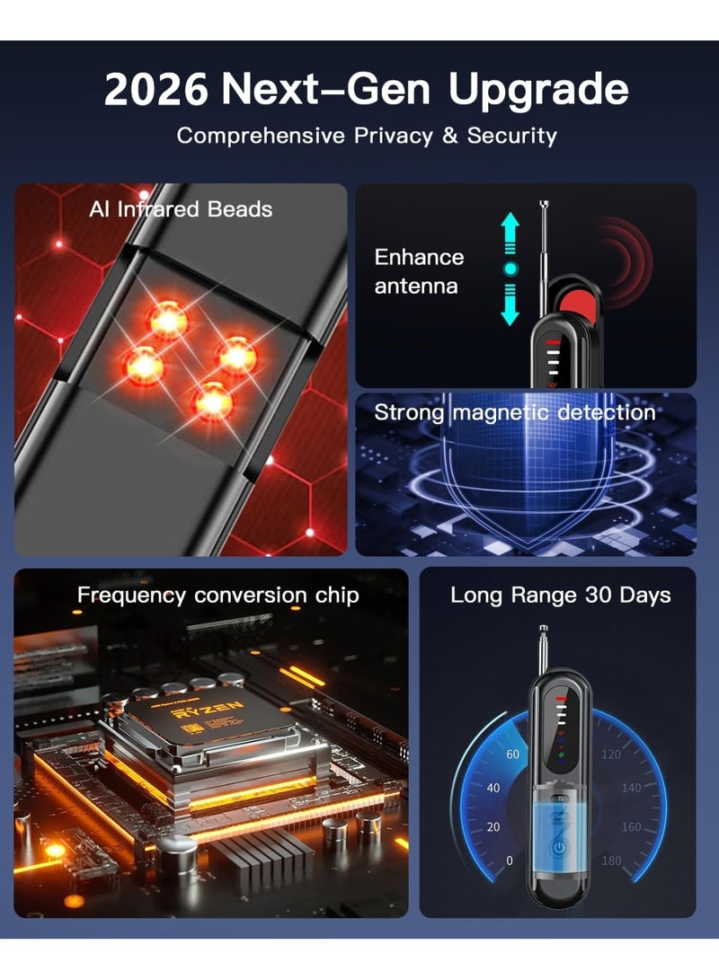 Boyi Hidden Camera Detectors, Bug Detector with Vibration Sound Alarm, Anti Spy for Listening Device-6 Levels Sensitivity - Image 3