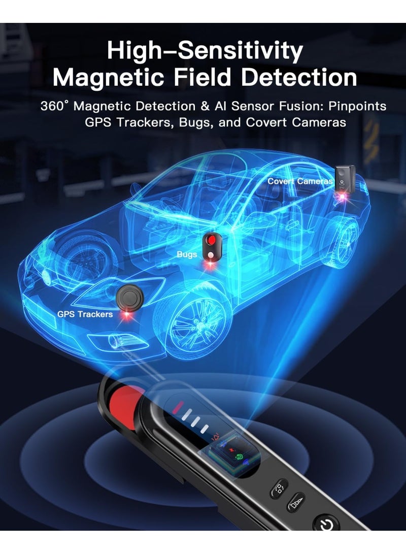 Boyi Hidden Camera Detectors, Bug Detector with Vibration Sound Alarm, Anti Spy for Listening Device-6 Levels Sensitivity - Image 5