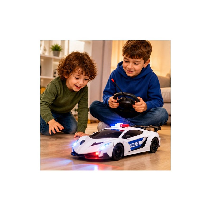 RG Turbo Control: RC Police Racing Car Toy for Kids, 1:16 Scale RC Model Car with Controller, White - Image 4