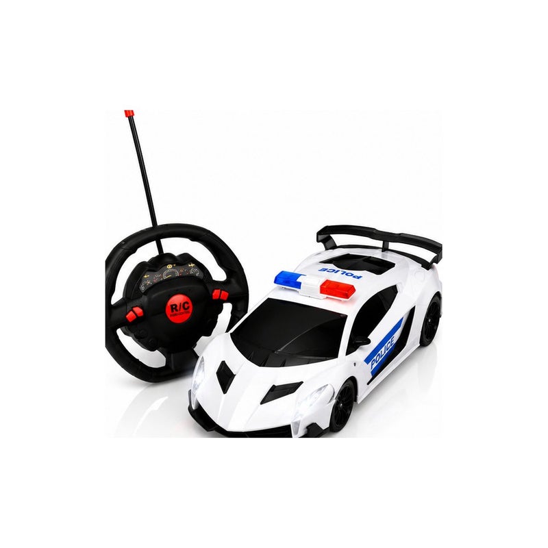 RG Turbo Control: RC Police Racing Car Toy for Kids, 1:16 Scale RC Model Car with Controller, White - Image 1