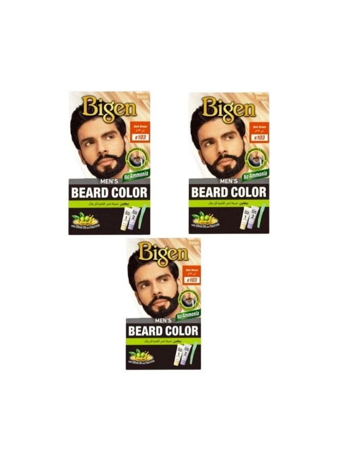 Bigen Beard Hair Dye for Men - Dark Brown B103 Three Pack