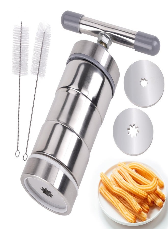 Aschef Stainless Steel Effort-saving Churro Maker Machine Kit Home DIY set with Brushes, Maquina para Churros，Easy To Use And Clean, Make Your Own Churros at Home(2-nozzles) - Image 1