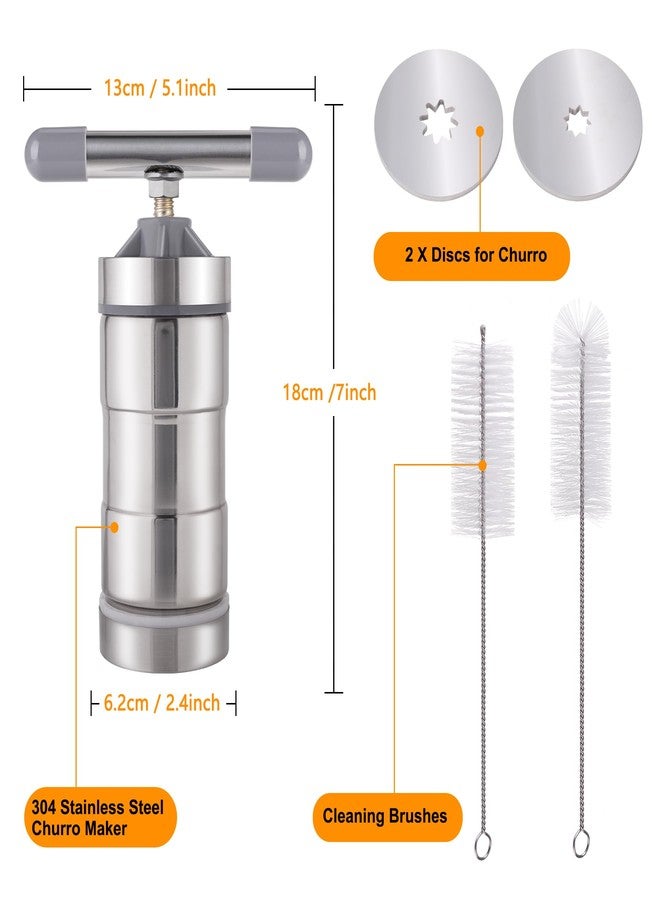 Aschef Stainless Steel Effort-saving Churro Maker Machine Kit Home DIY set with Brushes, Maquina para Churros，Easy To Use And Clean, Make Your Own Churros at Home(2-nozzles) - Image 3