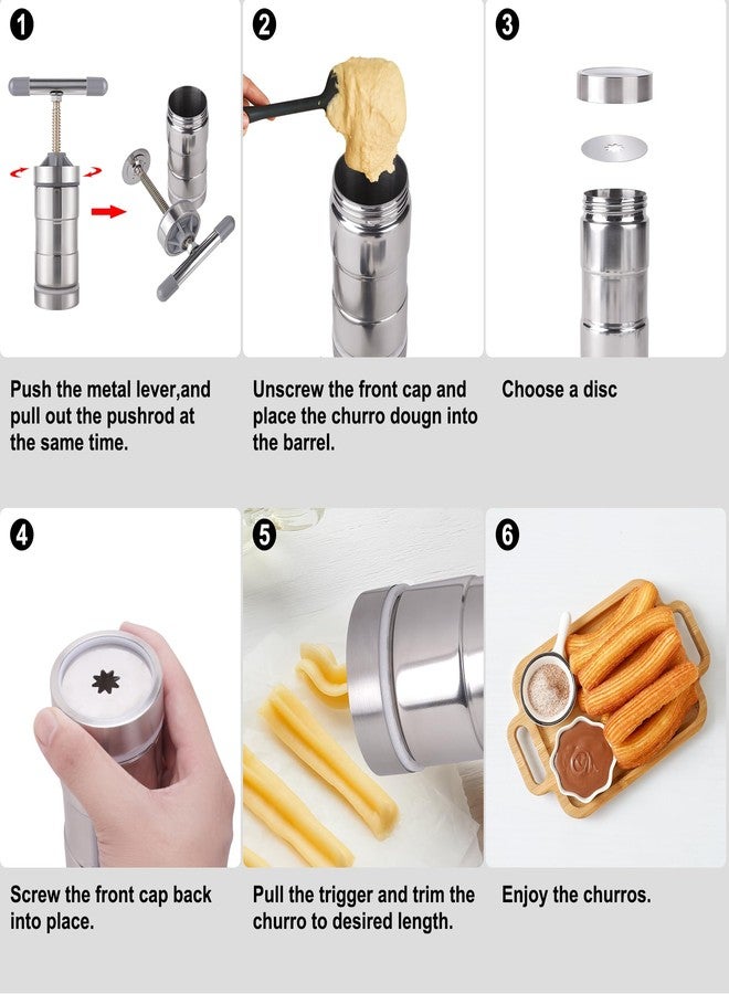 Aschef Stainless Steel Effort-saving Churro Maker Machine Kit Home DIY set with Brushes, Maquina para Churros，Easy To Use And Clean, Make Your Own Churros at Home(2-nozzles) - Image 5