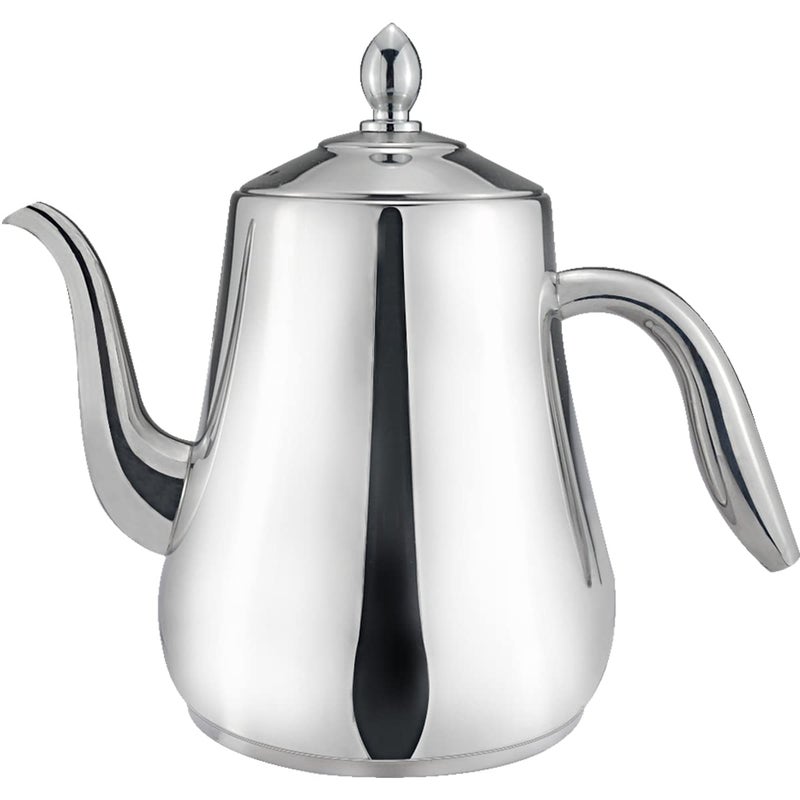SANQIAHOME Stainless Steel Teapot with strainer Tea Pot With Removable Infuser or filter for Loose Leaf and Tea Bags cold water Pitcher Tea Maker Dishwasher Safe (silver, 1550ml(51Oz)) - Image 1