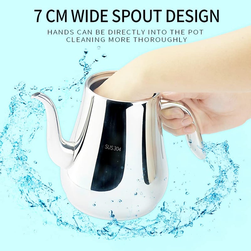 SANQIAHOME Stainless Steel Teapot with strainer Tea Pot With Removable Infuser or filter for Loose Leaf and Tea Bags cold water Pitcher Tea Maker Dishwasher Safe (silver, 1550ml(51Oz)) - Image 5