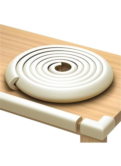 Furniture Edge and Corner Guards | 4 Meters Protective Rubber Foam Cushion | 4 Adhesive Childsafe Corners | Baby Child Proofing Foam Set and Safe for Table, Fireplace, Countertop