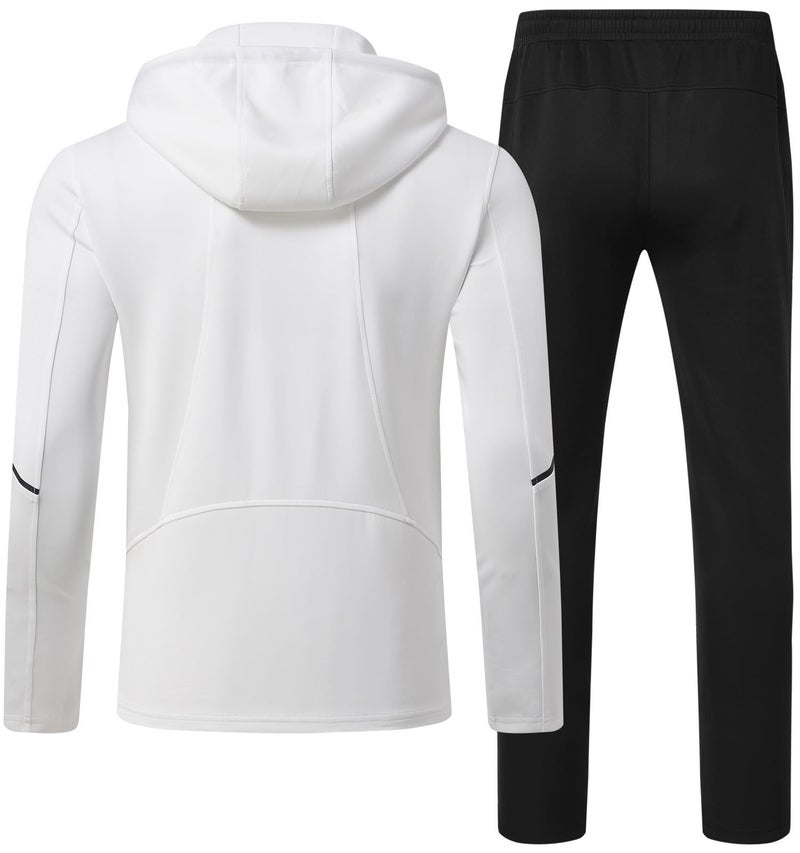 Rdruko Men's Track Sweat Suits 2 Piece Set Sweatsuits Tracksuits Jogging Workout Gym Athletic Suits with Hood(White, US L) - Image 2