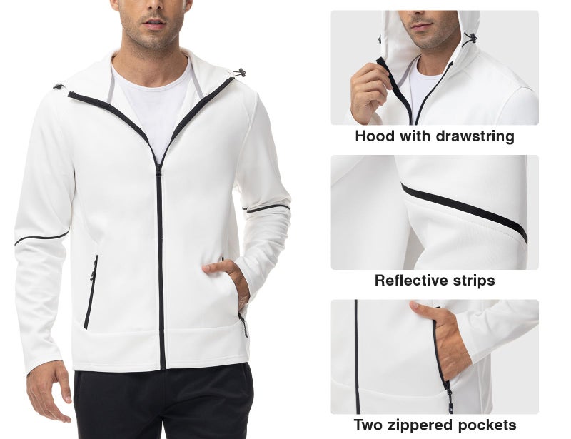 Rdruko Men's Track Sweat Suits 2 Piece Set Sweatsuits Tracksuits Jogging Workout Gym Athletic Suits with Hood(White, US L) - Image 5