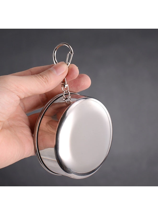 Stainless Steel Collapsible Cup with Lid and Keychain for Hiking Camping Outdoor Activities (250ML) - Image 5
