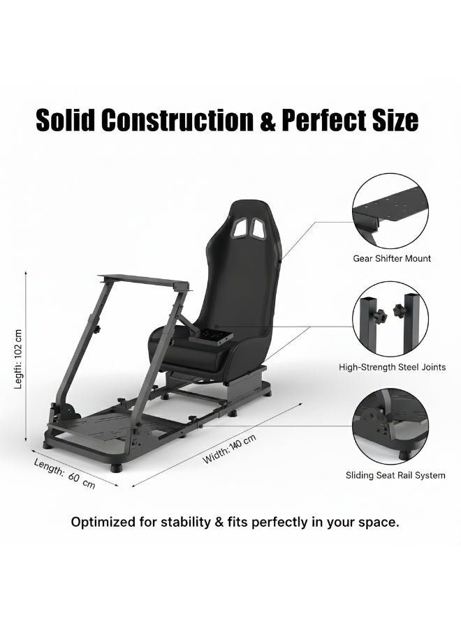 FlashHawk Adjustable Steering Wheel Stand & Gear Shifter Mount, Foldable Sim Racing Cockpit with Gaming Seat Compatible with Logitech G923 G29 G920, Thrustmaster, Fanatec, PS5, Xbox, PC - Black - Image 2