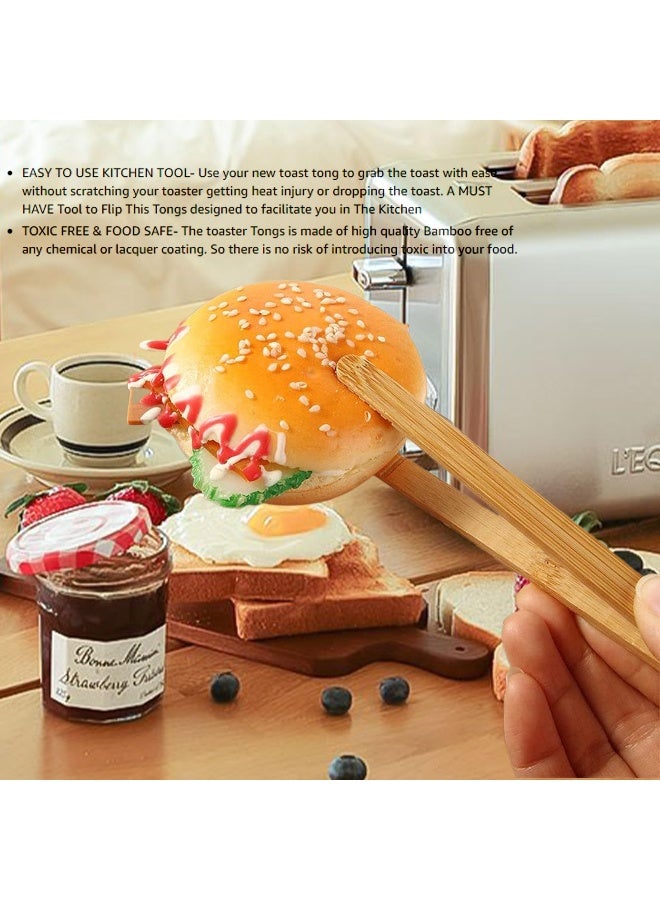 ReNext Bamboo Toast Tongs Wooden Toaster Kitchen Tongs Fruit Clip for Toast Fruits Bread Pickles - Image 5