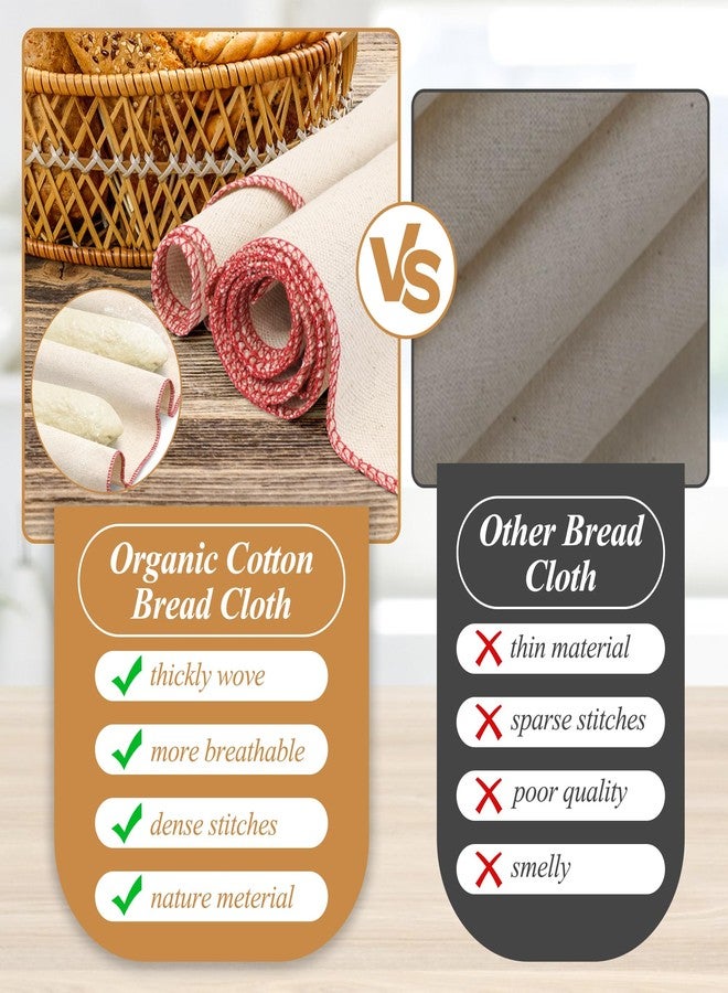Windspeed 2P Organic Cotton Bread Cloth, 36x26 In Thickened Dough Proofing Cloth and 20 In Round-Shaped Bread Dough Couche Heavy Duty French Baguette Towel, Natural Flax Linen Material - Image 5