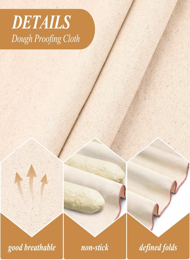 Windspeed 2P Organic Cotton Bread Cloth, 36x26 In Thickened Dough Proofing Cloth and 20 In Round-Shaped Bread Dough Couche Heavy Duty French Baguette Towel, Natural Flax Linen Material - Image 3