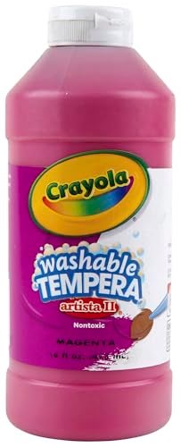 Crayola Washable Tempera Paint for Kids, Pink Paint, Classroom Supplies, Non Toxic, 16 Oz Squeeze Bottle - Image 1