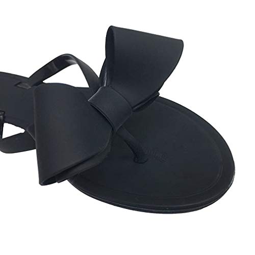 Mtzyoa Women Flip-Flops Bow Sandals Beach Flat Rivets Rain Jelly Slides Black Size 7 Summer Casual Waterproof - Image 3