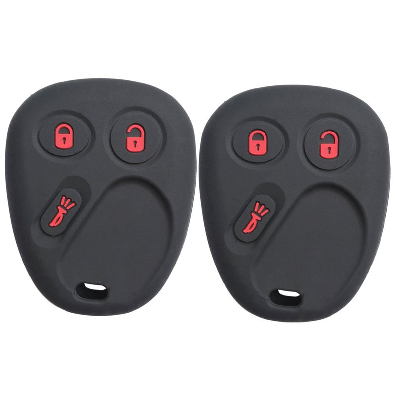 Coolbestda 2Pcs Rubber 3buttons Key Fob Protector Remote Skin Cover Case Keyless Entry Jacket for LHJO11 Chevrolet Chevy Sivlerado 1500 2500 Equinox Tahoe Suburban GMC Sierra Yukon Cadillac Escalade