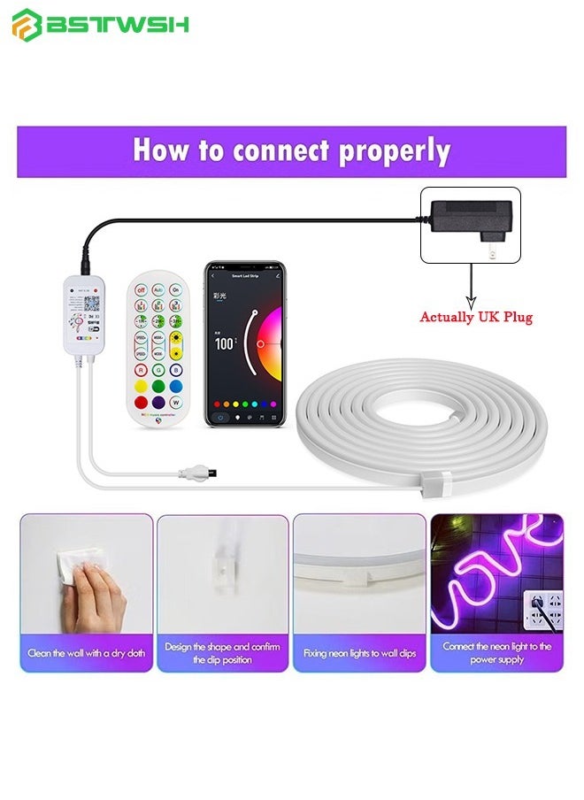 BSTWSH - 5M Alexa LED Strip Lights with Remote Waterproof WiFi RGB Colors Changing Smart Led Neon Light Strips Music Sync APP Control Work with Alexa Strips Light for Bedrooms, Bar, Birthday Party, Game - Image 1