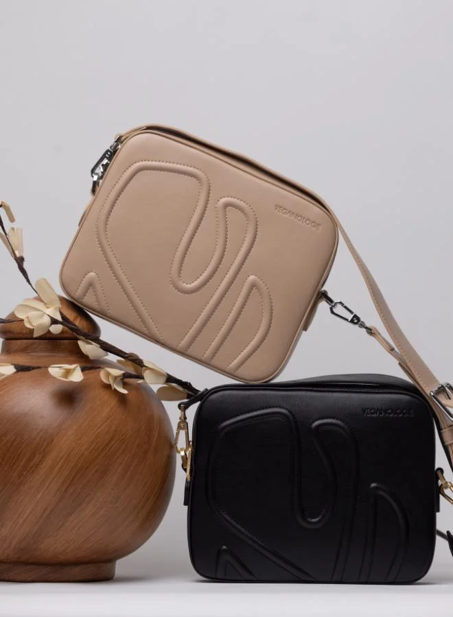 Veganologie Maze Crossbody Bag in Beige Made from 1.5 Bamboo Stems